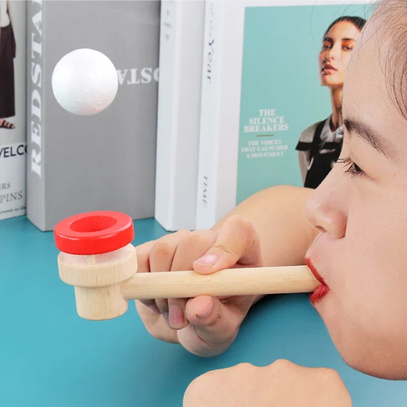 Wooden Balance Blowing Toys | Floating Blow Pipe Ball Game for Kids