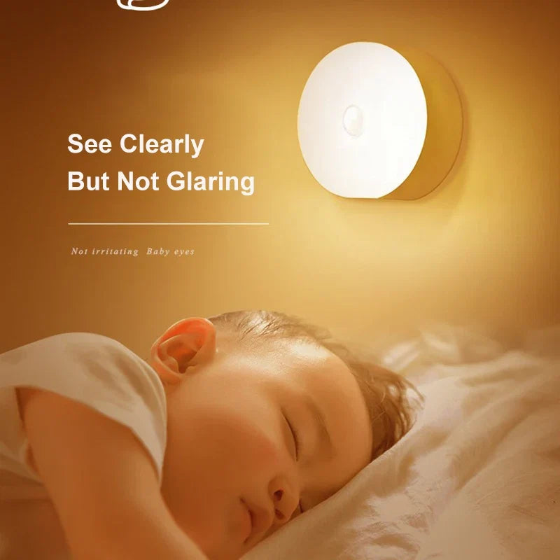 8LED Motion Sensor Night Light | USB Rechargeable Auto-On Lamp for Bedroom