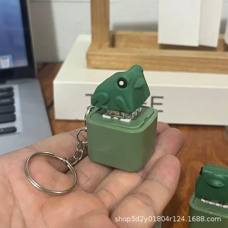 Frog Croaking Keychain Fidget Clicker | Rechargeable Sound Keyring with LED Light
