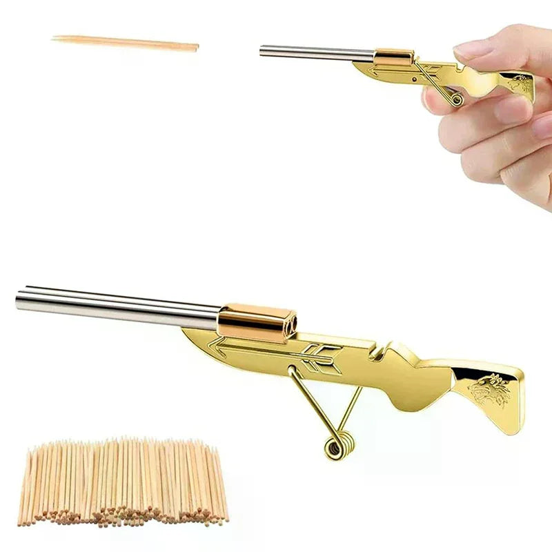 Mini Toothpick Gun | Metal Toy Shooting Game for Stress Relief