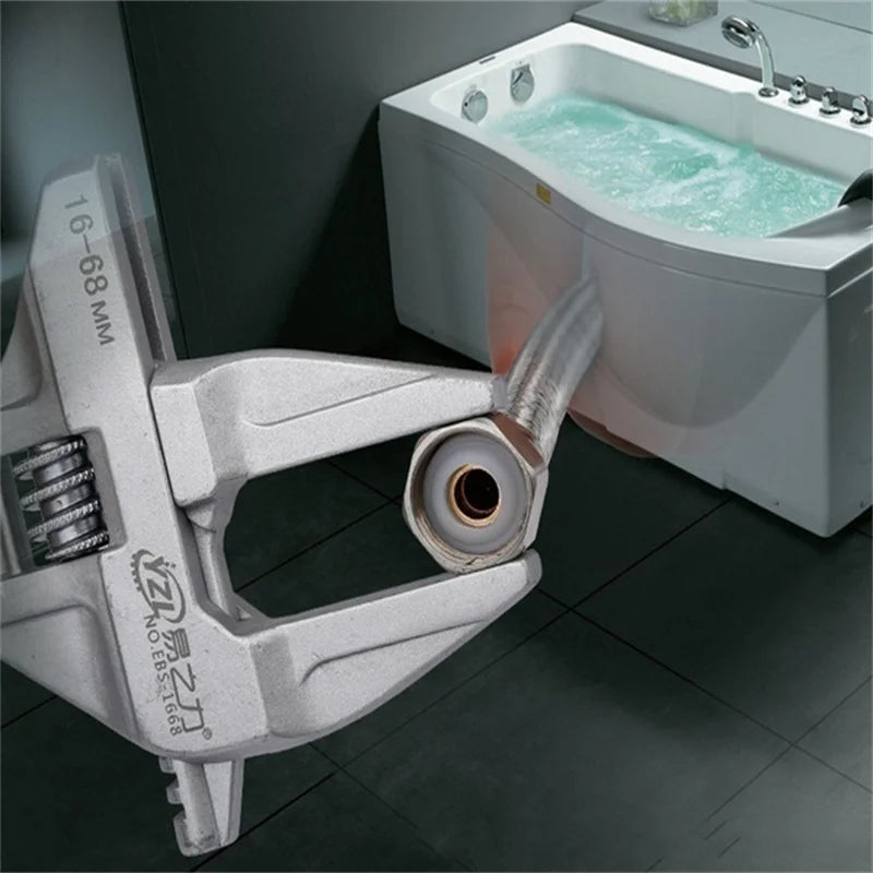 Mini Adjustable Bathroom Wrench | Strong Clamping Aluminum Spanner for Pipe Repair