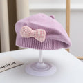 Winter Baby Girl Knitted Beret Hat | Cute Princess Bow Beanie for Toddlers 1-4Y