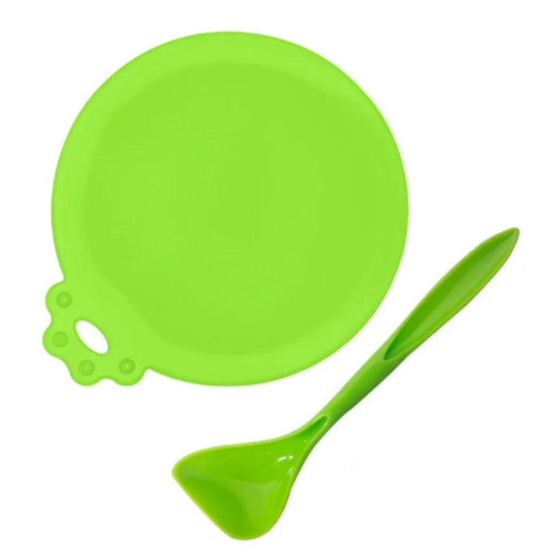2PCS Reusable Silicone Pet Food Can Cover with Spoon | Airtight Can Lid for Dog and Cat Food Storage