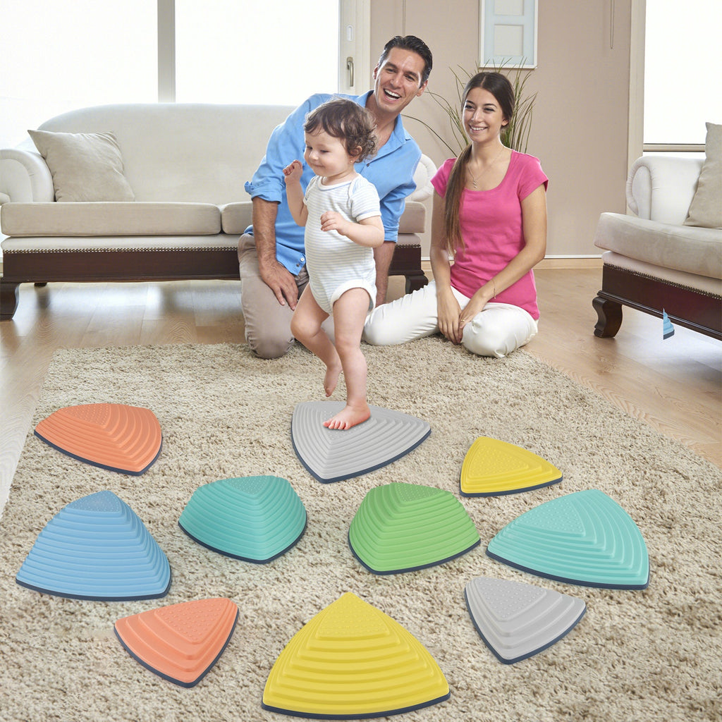 Set of 11 Stepping Stones for Kids Non-Slip Balance Stones with Storage Bag