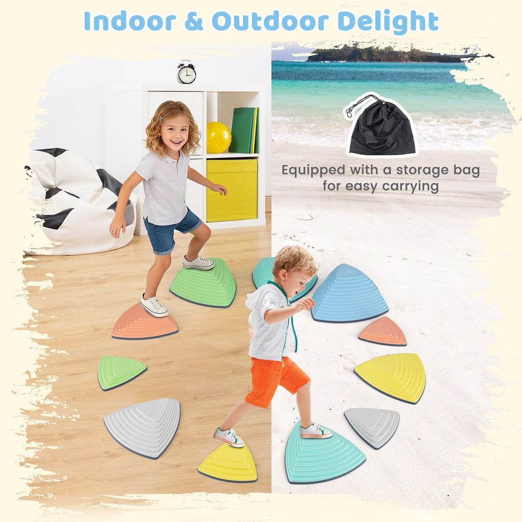 Set of 11 Stepping Stones for Kids Non-Slip Balance Stones with Storage Bag
