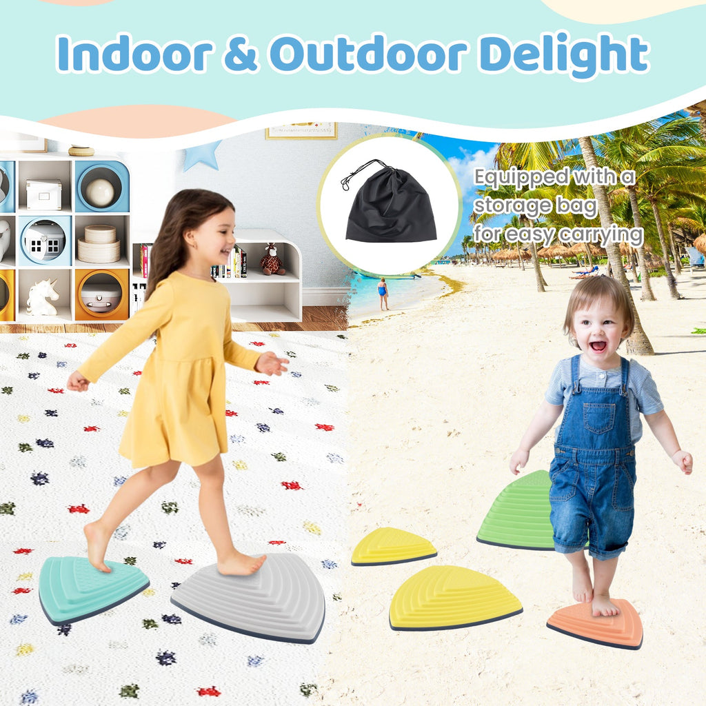 Set of 11 Stepping Stones for Kids Non-Slip Balance Stones with Storage Bag