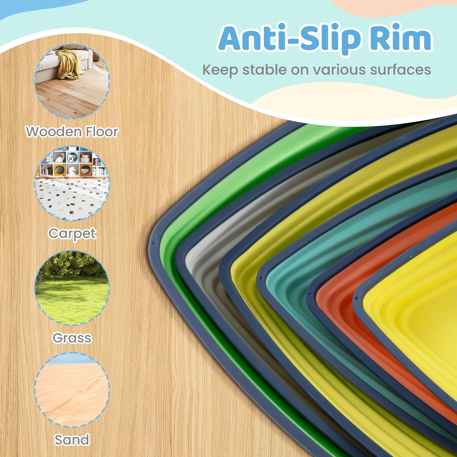 Set of 11 Stepping Stones for Kids Non-Slip Balance Stones with Storage Bag