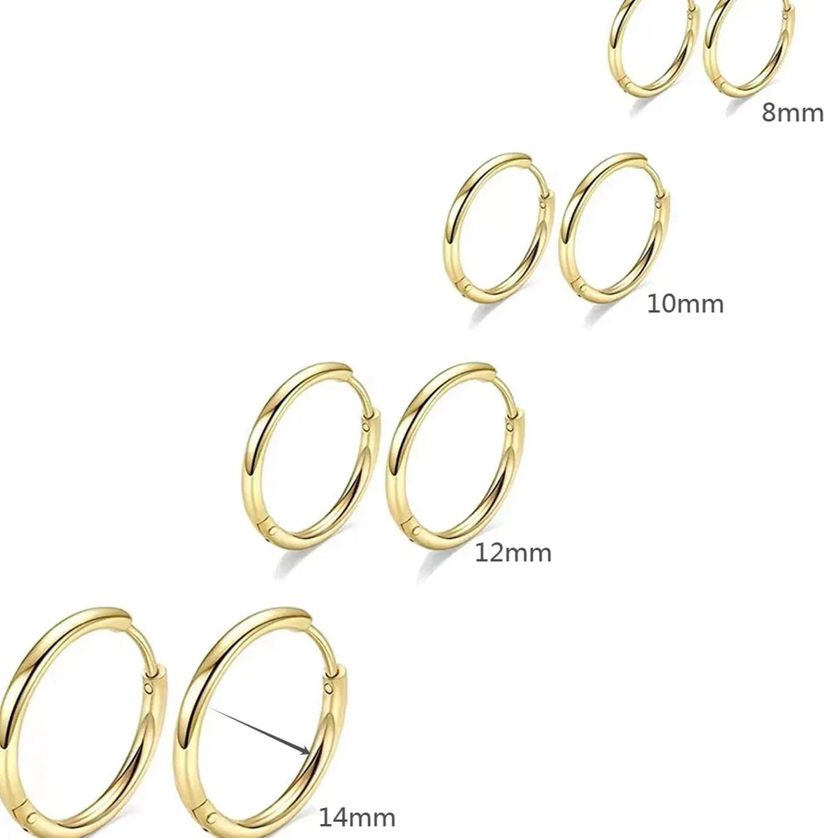 4 Pairs Stainless Steel Tiny Hoop Earrings | Simple Silver and Gold Circle Earrings