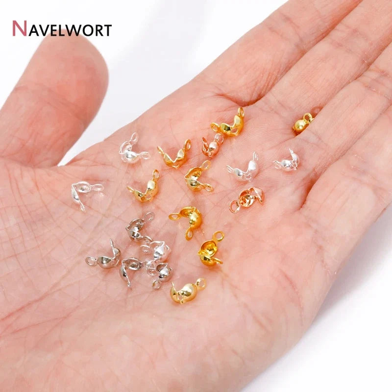 18K Gold Plated Double-Cup Bead Tips | Jewelry Findings for DIY Necklaces and Bracelets