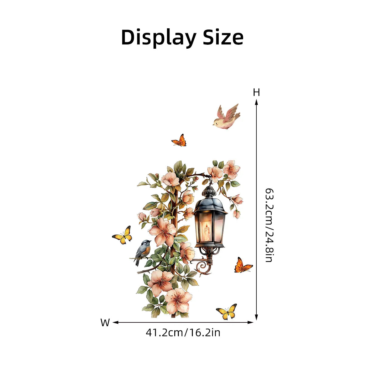 Colorful Flower Pendant Lamp Bird Wall Sticker | Self-Adhesive Home Decal