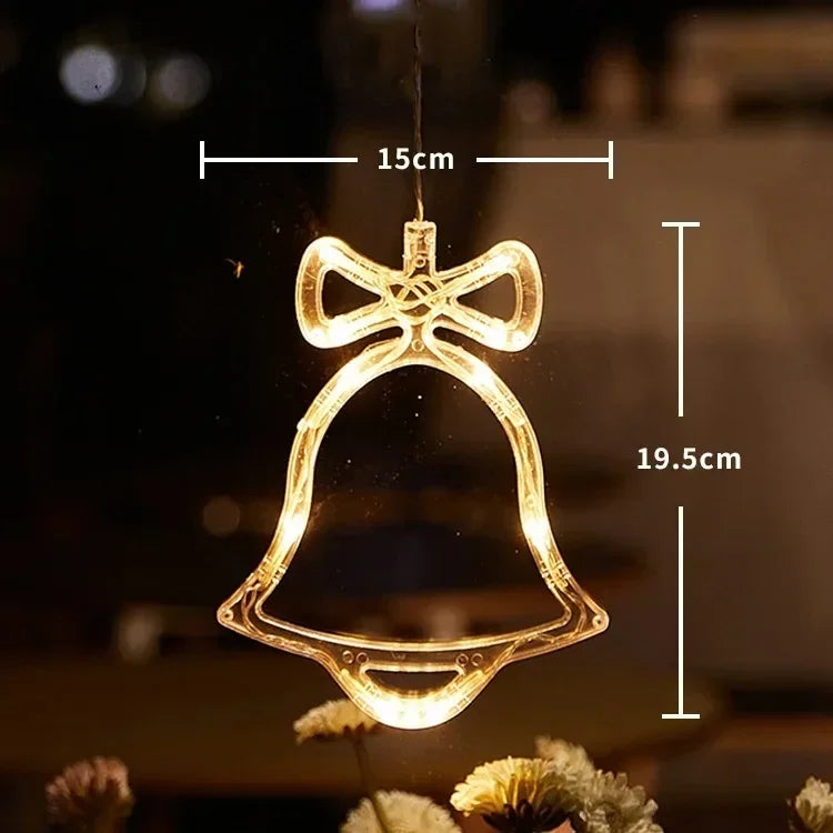 Christmas Window Decor LED Lights | Snowflake Tree Star Deer Sucker Lights for Xmas