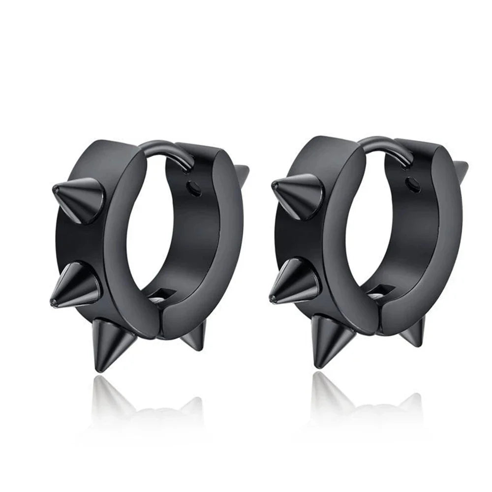 1Pair Punk Stainless Steel Spiky Thorn Stud Earrings | Unisex Hip Hop Gothic Jewelry