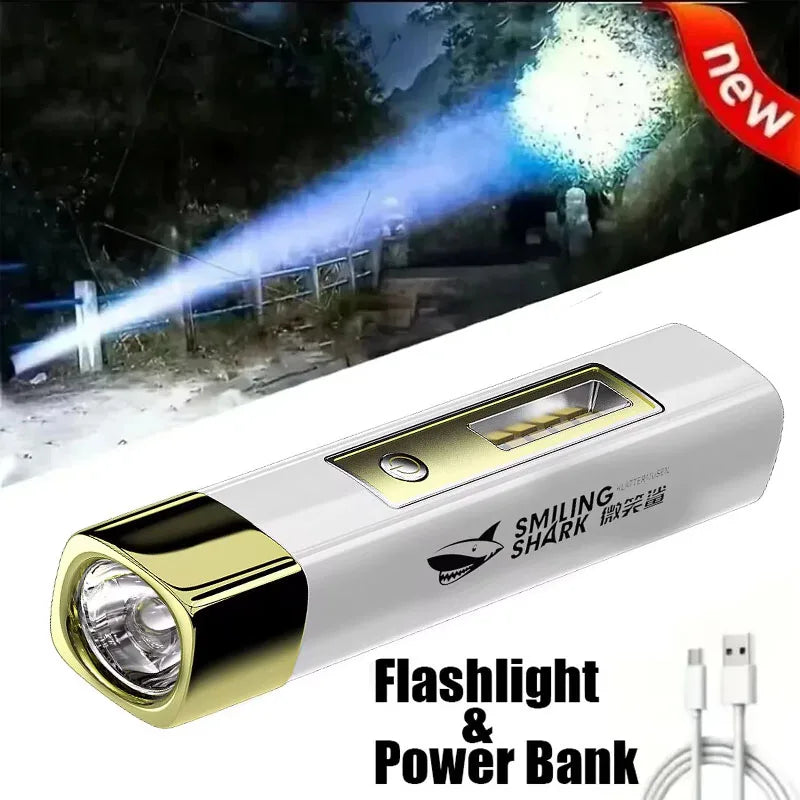 USB Rechargeable Mini LED Flashlight | 2 in 1 Power Bank for Outdoor Use