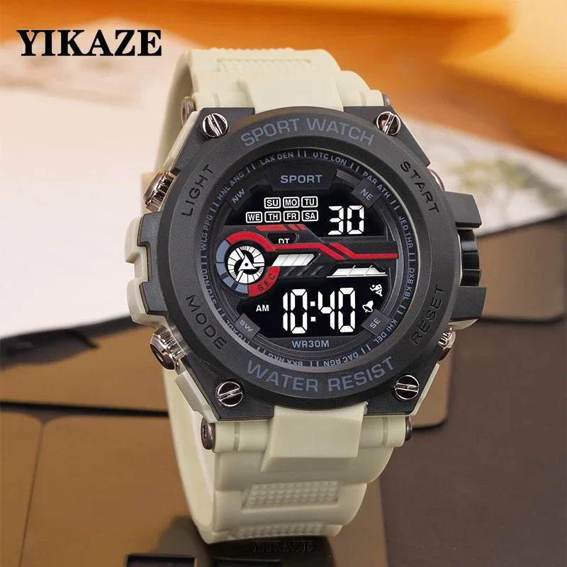 Men's Sports Watch WR30M Water Resistant | Large Digital LED Military Style
