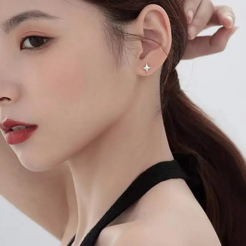 VENTFILLE Gold Star Stud Earrings | Asymmetrical 925 Silver Fashion Jewelry for Women