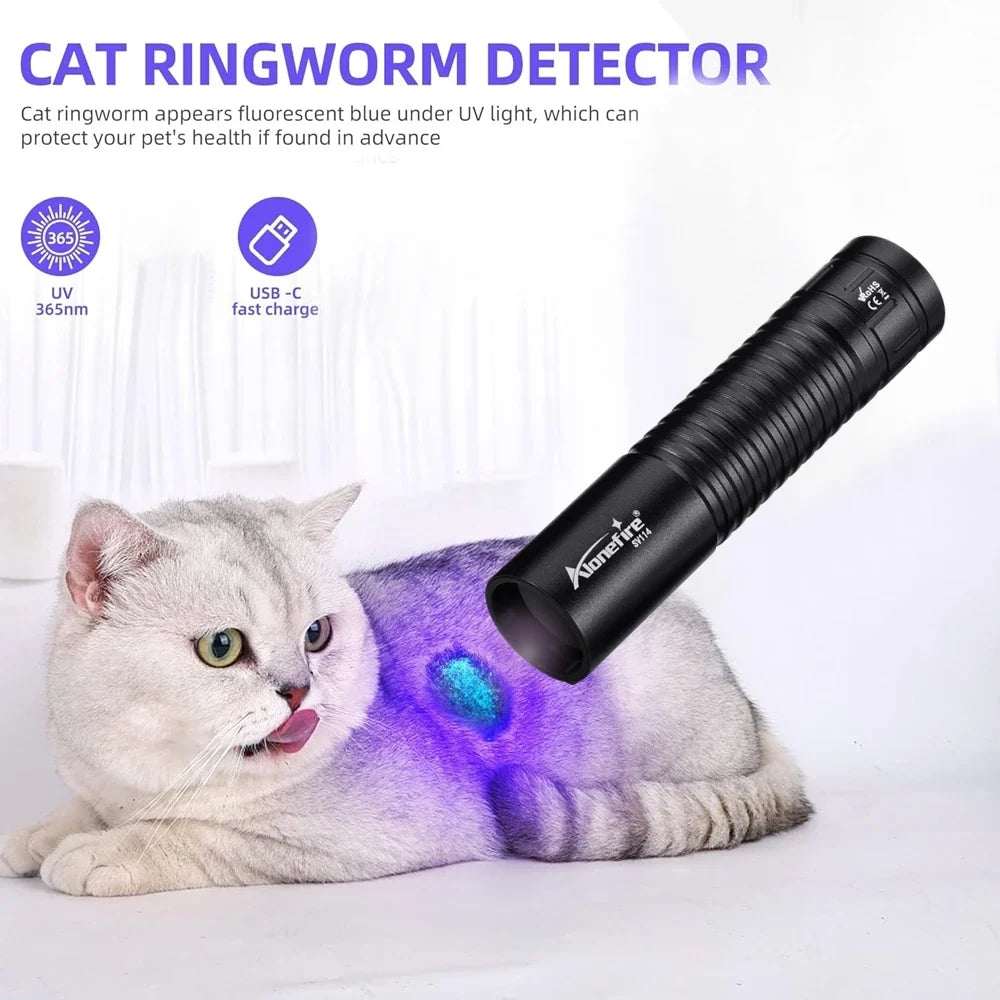 365/395nm UV Flashlight Rechargeable | Mini Ultraviolet Detection Light for Pets, Money, and More