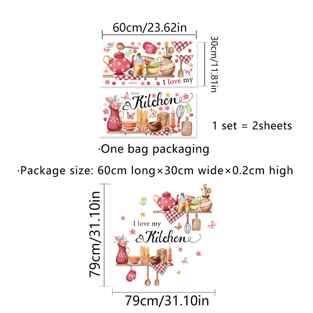 Butterfly Floral Wall Sticker | Kitchen Decor PVC Decal