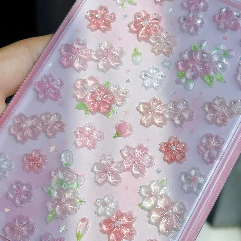Sakura Cherry Blossom Pink 3D Relief Stickers | DIY Scrapbooking Journal Decor