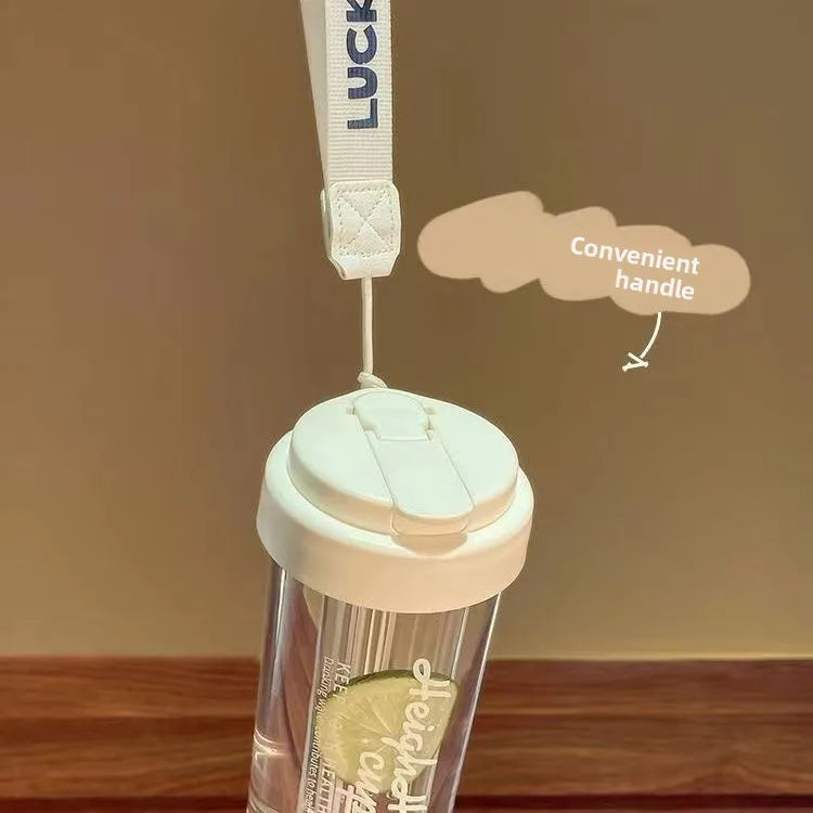 Large Capacity Plastic Water Bottle | Portable Straw Cup with Handle