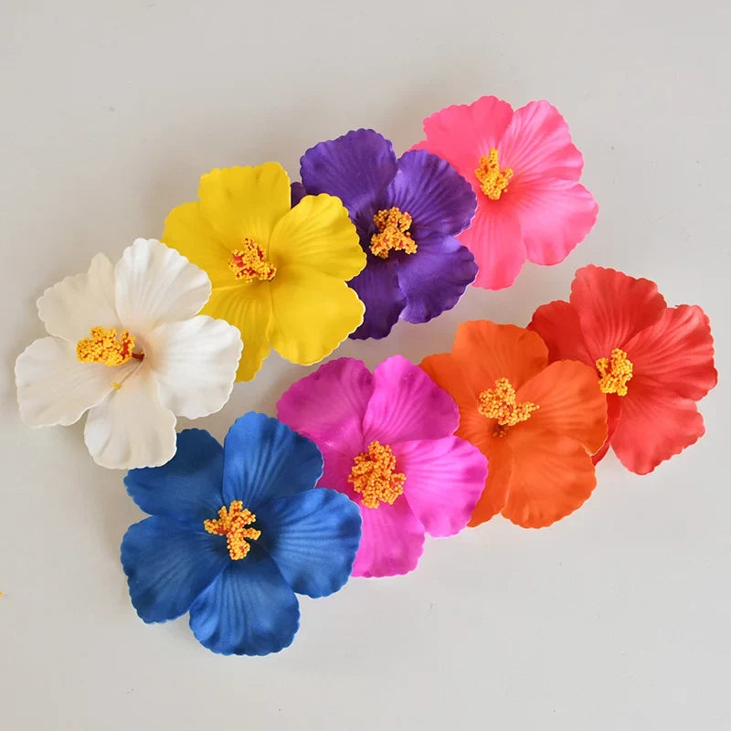 Hawaiian Flower Hair Clips for Summer | 2 or 5 Pack Tropical Hair Accessories