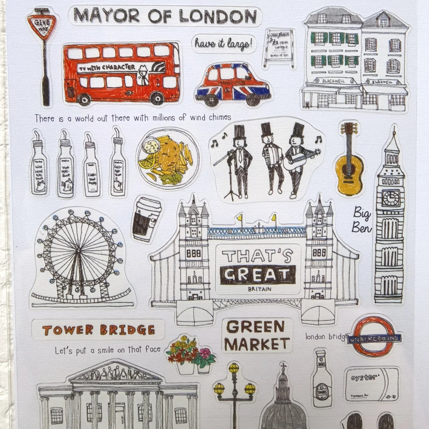 Creative London Vacation Stickers Set | Scrapbook and Diary Decoration Kit