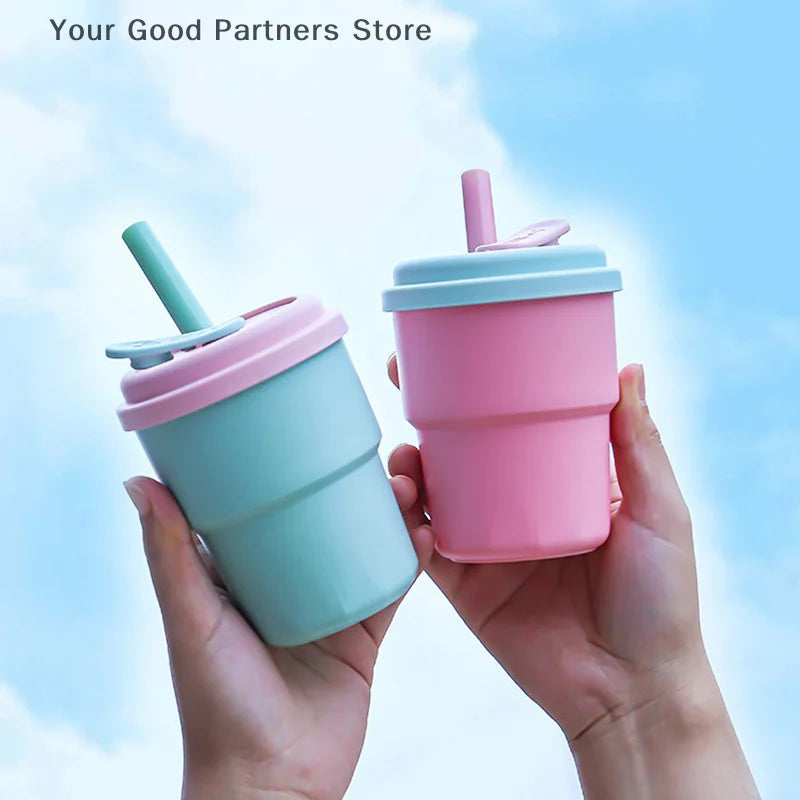 400ml Coffee Mug with Lid and Straw | Leak-Proof Portable Travel Cup