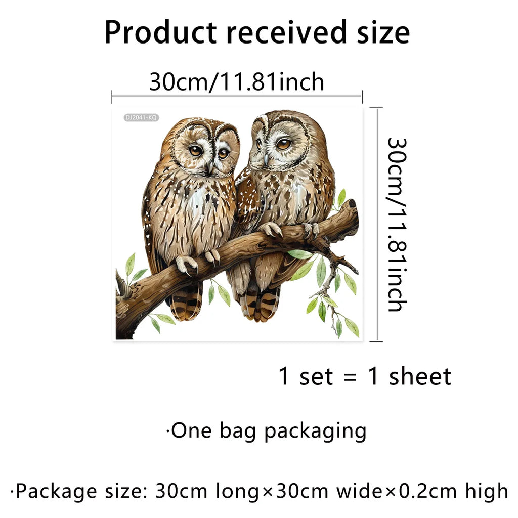 Owl Flower Branch Wall Stickers | Self-Adhesive Animal Wall Decals for Living Room