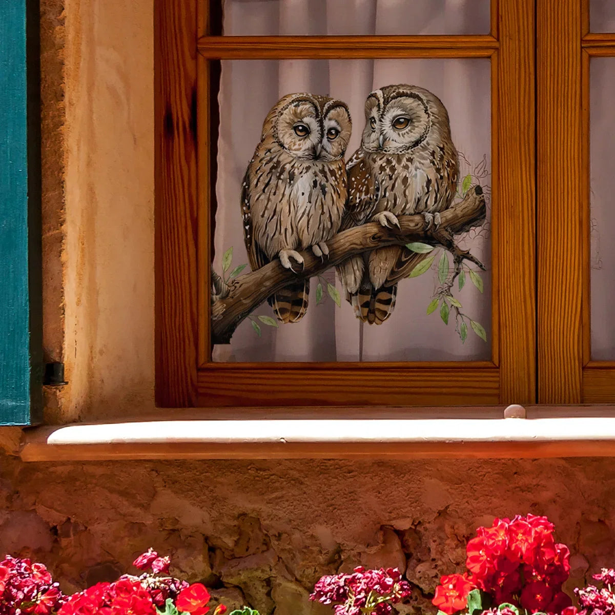 Owl Flower Branch Wall Stickers | Self-Adhesive Animal Wall Decals for Living Room