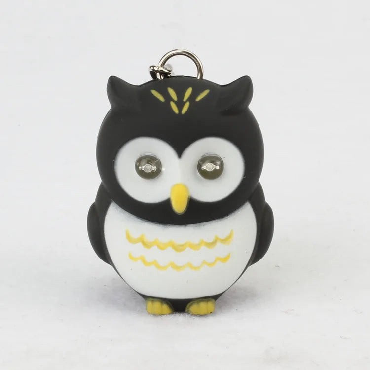 LED Owl Keychain with Sound and Light | Cute Bag Pendant for Keys