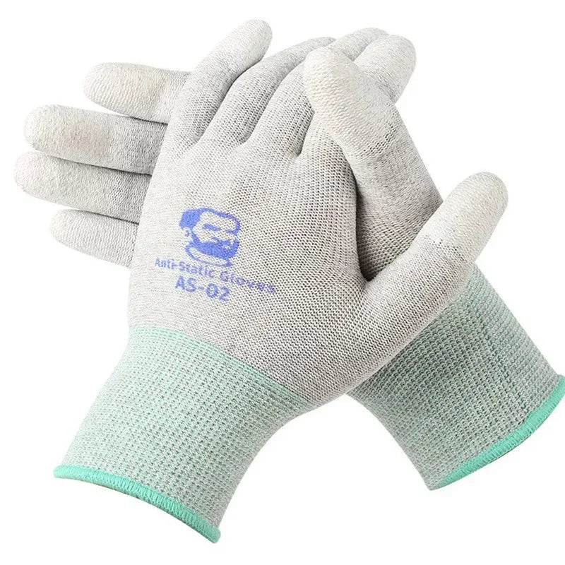 MECHANIC AS02 Anti-Static Carbon Fiber Gloves | Non-Slip Elastic Gloves for Electronics Repair