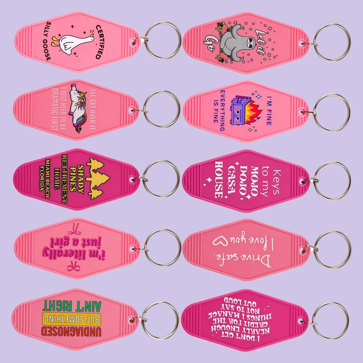 Plastic Key Chain for Keys | Pink Rhombic Key Tag Gift