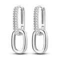 925 Sterling Silver Hoop Earrings with Zircon | Classic U-Shaped Women Jewelry