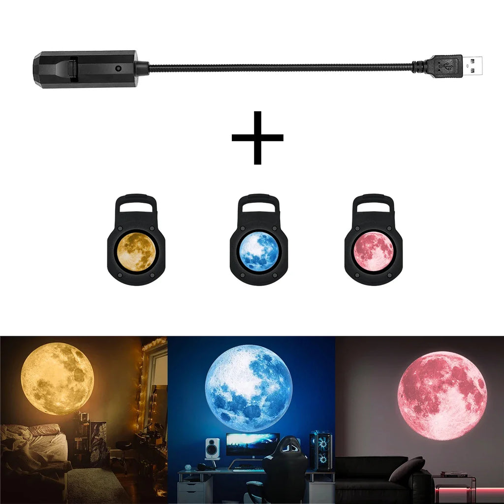 Moon Projection Lamp | Romantic USB Night Light for Bedroom Atmosphere