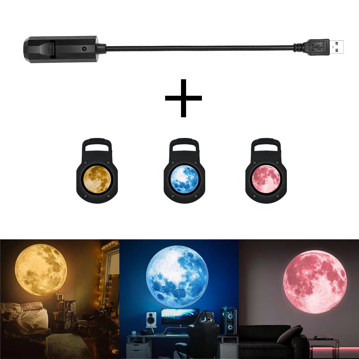 Moon Projection Lamp | Romantic USB Night Light for Bedroom Atmosphere