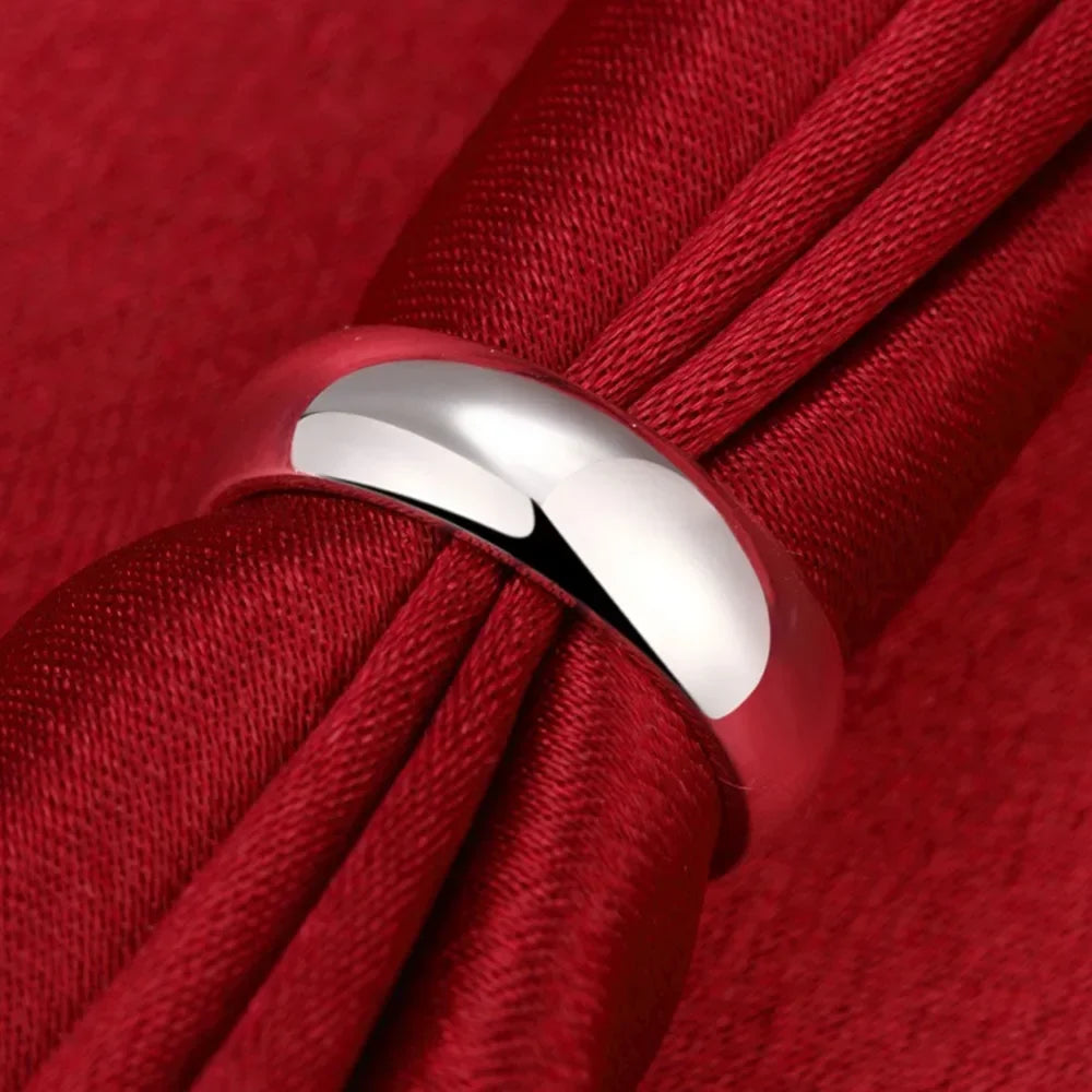 Classic 925 Sterling Silver Smooth Round Ring | Fine Wedding Band for Women