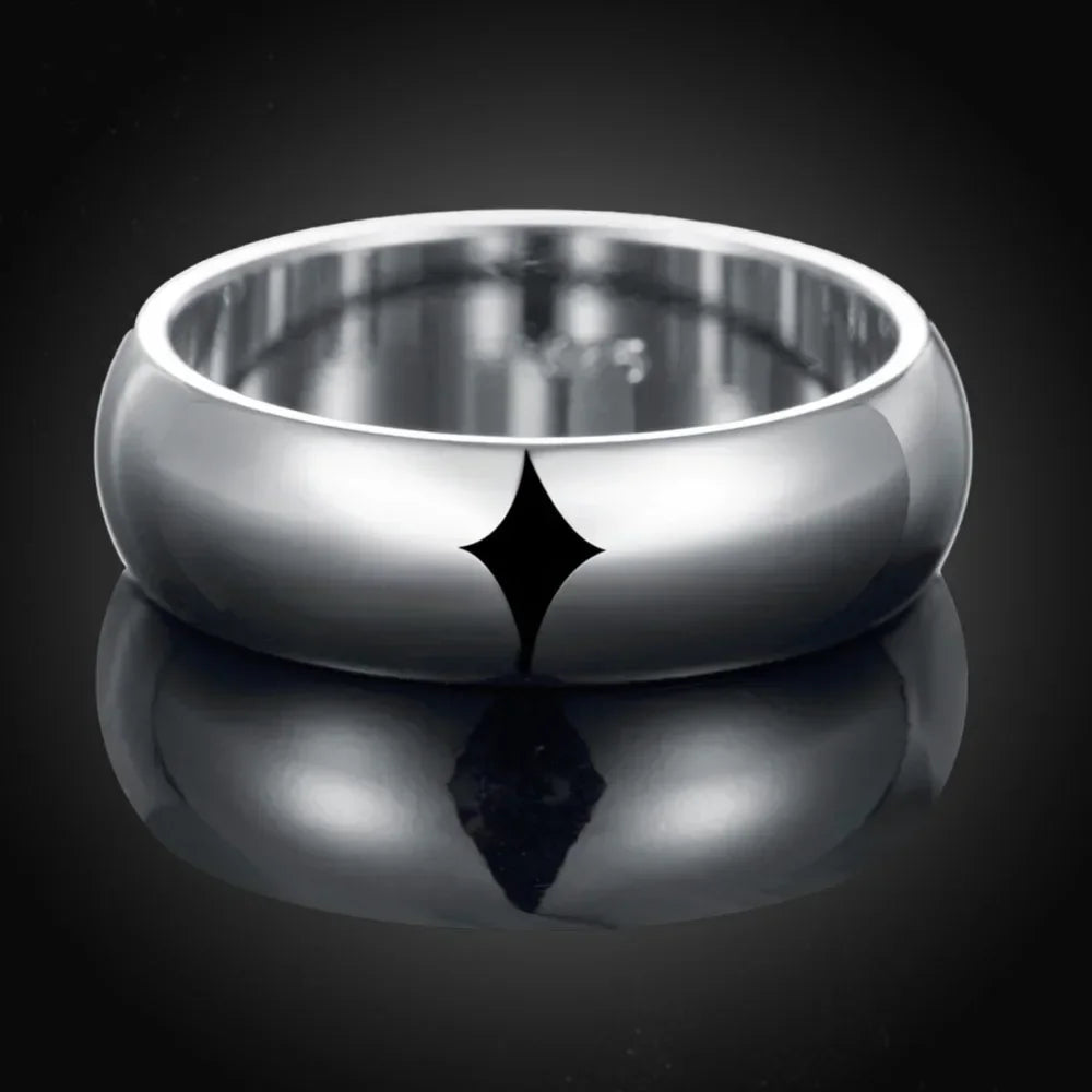 Classic 925 Sterling Silver Smooth Round Ring | Fine Wedding Band for Women