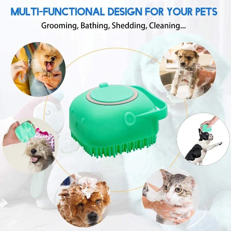 Soft Silicone Pet Shampoo Brush | 2.7oz Dog Cat Bathing Massage Comb