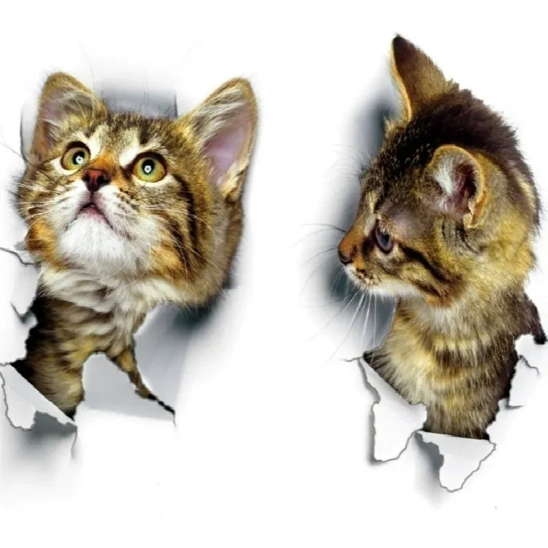 3D Cute Cat Wall Stickers | Self-adhesive Removable Wallpaper for Kids Room Living Room Bedroom Bathroom