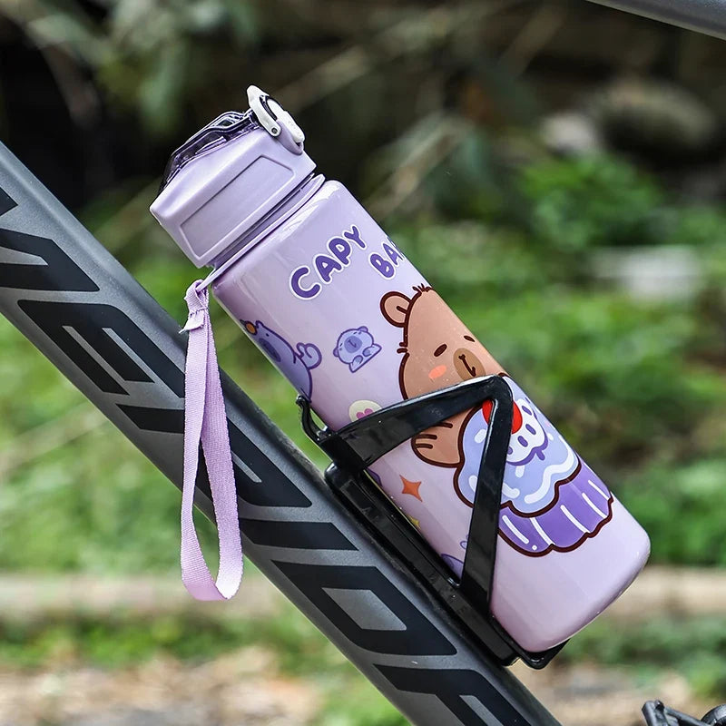 Large-Capacity Capybara Straw Cup | Cute Portable Sports Water Bottle for Outdoor Activities