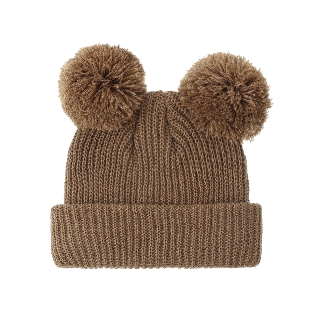 0-12M Solid Knitted Cute Pom Pom Cap | Newborn Baby Turban Hat