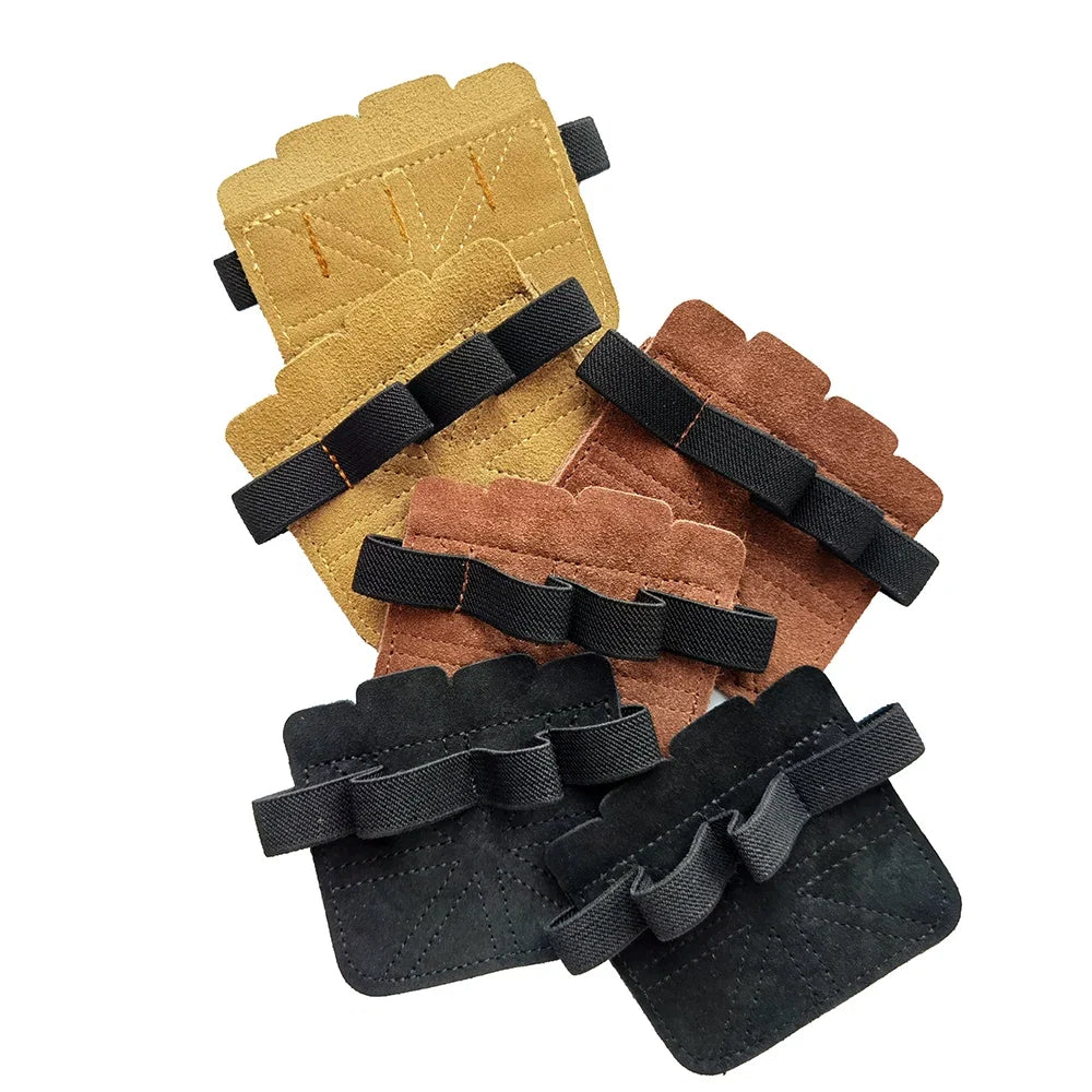 CRUXELL Cowhide Weightlifting Gloves | Four-Finger Palm Protection for Gym