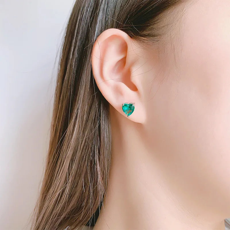 925 Sterling Silver Heart Zircon Stud Earrings | Luxury Jewelry for Women