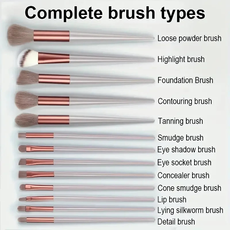 13-Piece Makeup Brush Set | Complete Eye Shadow, Concealer & Powder Brush Kit