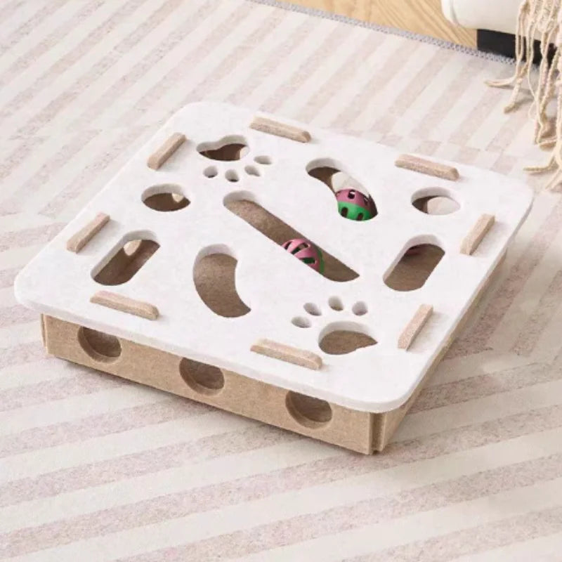Interactive Maze Cat Toy | Felt Plush Puzzle with Bell Ball