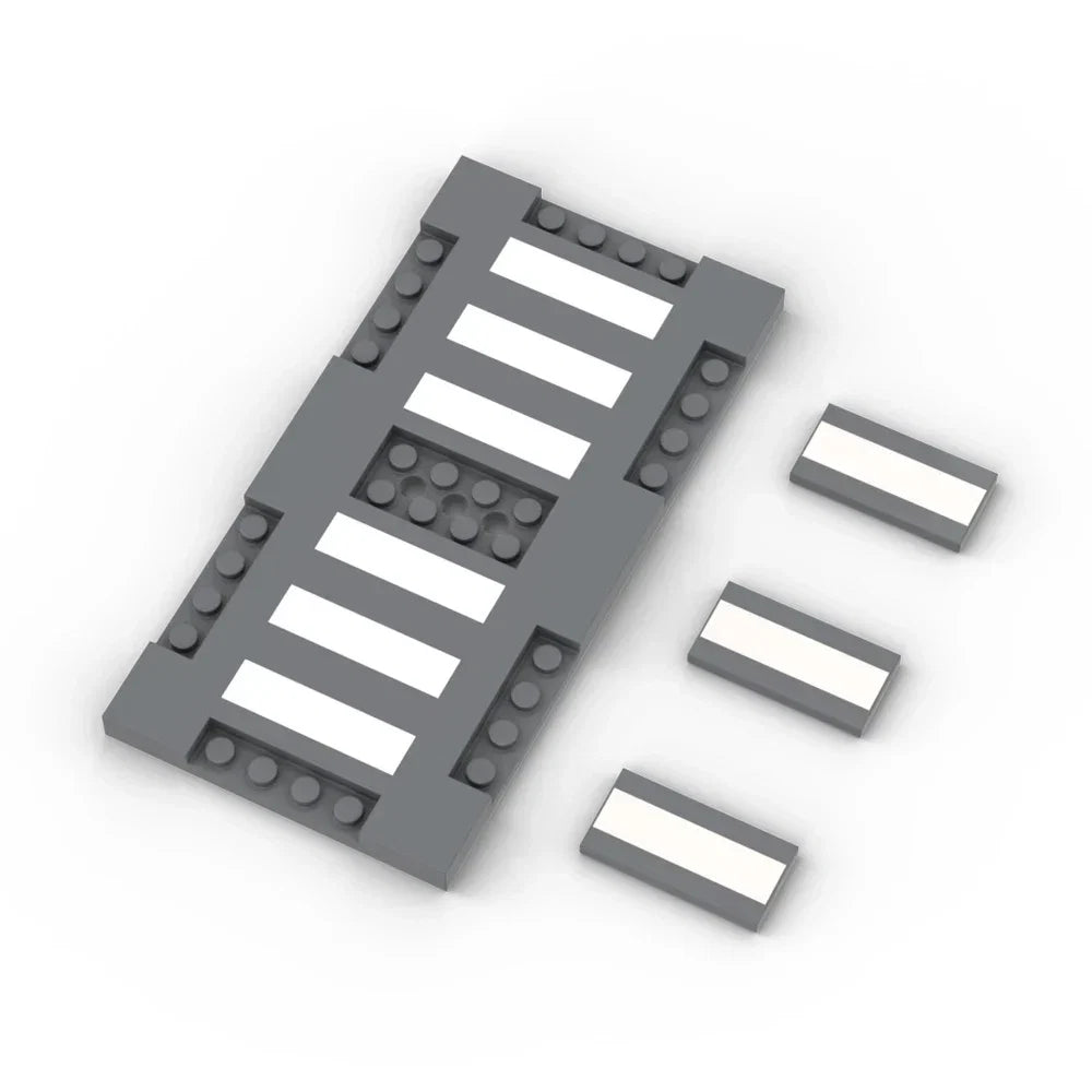 City Road Street Baseplate Building Blocks | Pedestrian Crossing Base Compatible with Major Brands