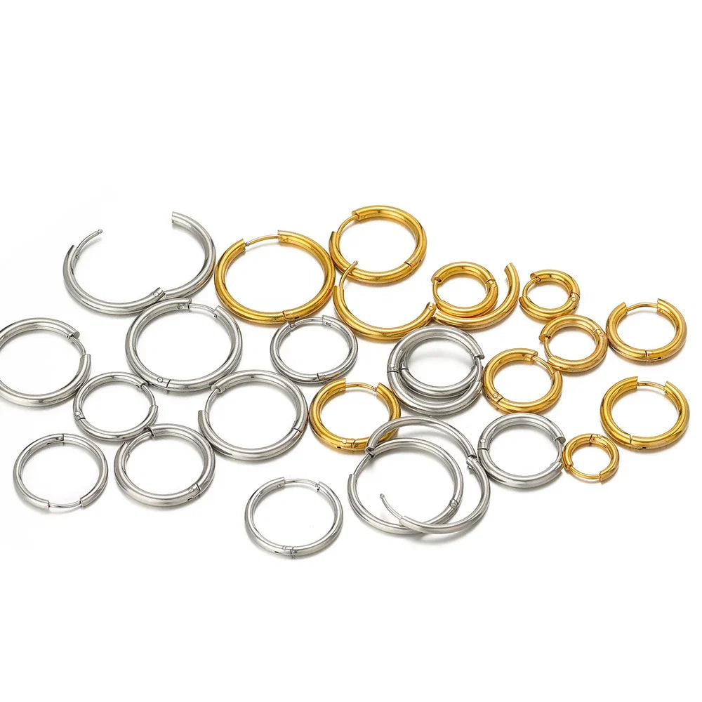 10pc 18K PVD Gold Plated Hoop Earrings Set | Unisex Punk Hip Hop Jewelry