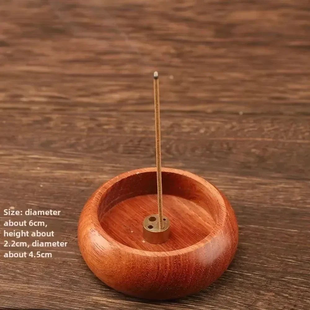 Solid Wood Incense Burner | Mini Circular Incense Stove for Indoor Use