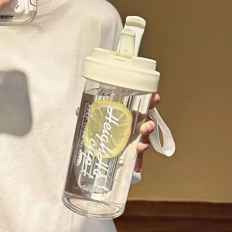 Large Capacity Plastic Water Bottle | Portable Straw Cup with Handle