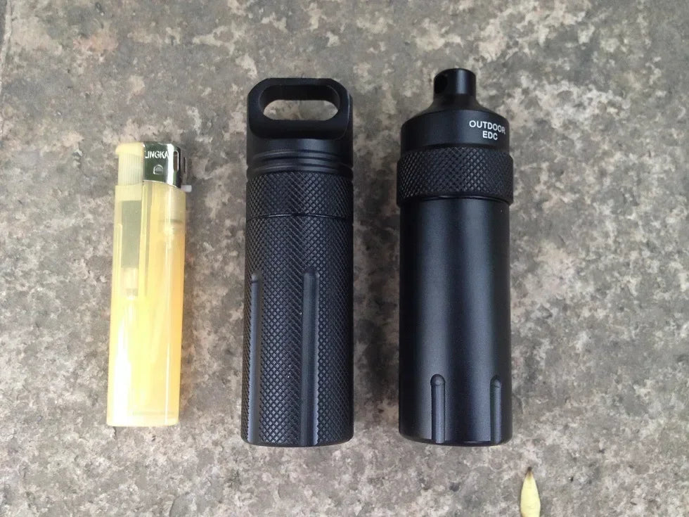 Aluminium Survival Pill Bottle | Waterproof Emergency First Aid Container