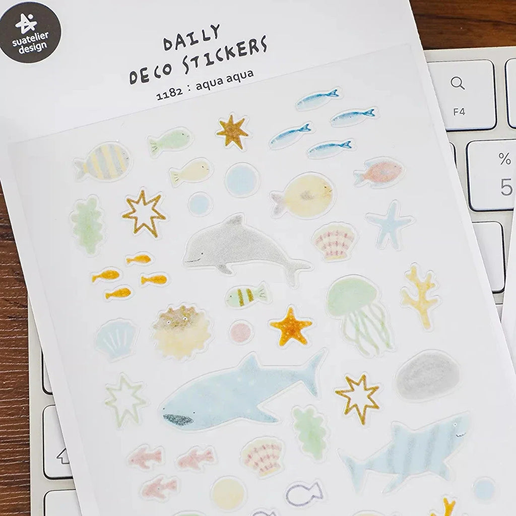 Ocean Sea Life PVC Sticker Set | Scrapbook Decor and DIY Stationery
